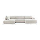 Kreminės spalvos sulankstoma/su sandėliavimo vieta kampinė sofa iš kordinio velveto (su kairiuoju kampu/„U“ formos) Lucien – Bobochic Paris