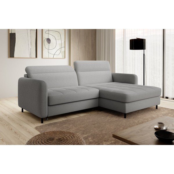 Pilkos spalvos iš boucle sulankstoma/su sandėliavimo vieta kampinė sofa (su dešiniuoju kampu/su gultu) Gomsi – ELTAP-image-4