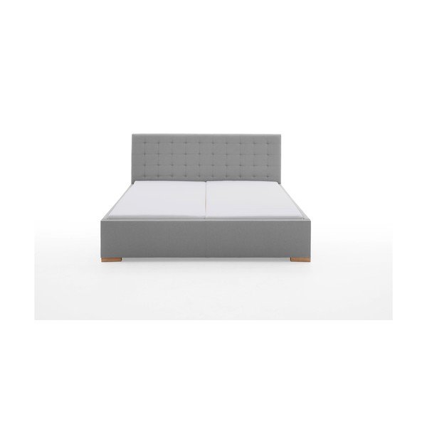 Šviesiai pilkos spalvos dvigulė lova audiniu dengta be grotelių 180x200 cm Malia – Meise Möbel-image-2