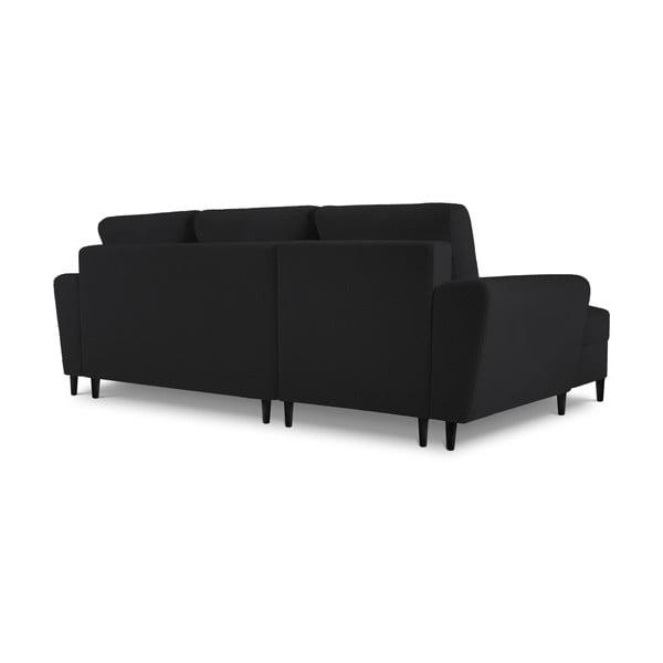Juodos spalvos iš boucle sulankstoma/su sandėliavimo vieta kampinė sofa (su kairiuoju kampu/su gultu) Kyoto – Cosmopolitan Design-image-4