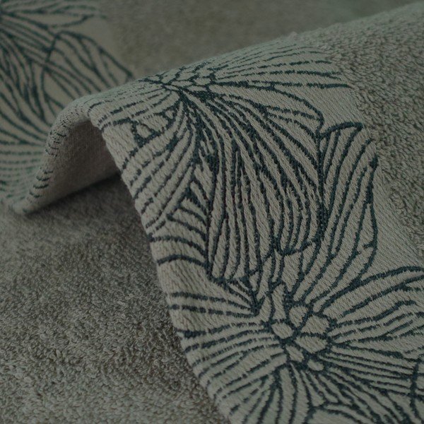 Tamsiai žalios spalvos iš frote audinio iš medvilnės rankšluostis 50x100 cm Valencia – My House-image-3