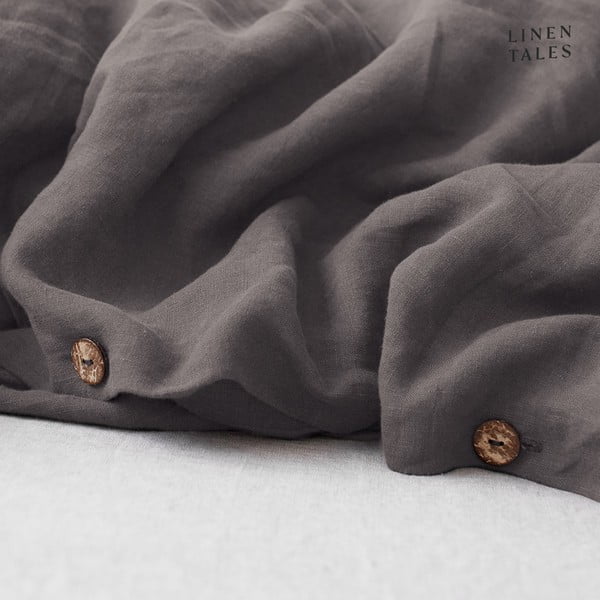 Tamsiai pilkas lininis antklodės užvalkalas Linen Tales, 140 x 200 cm-image-1