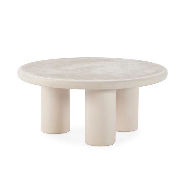 Kreminės spalvos apvalios formos kavos staliukas su akmens dekoru ø 80 cm Iriel – MOME-image-2