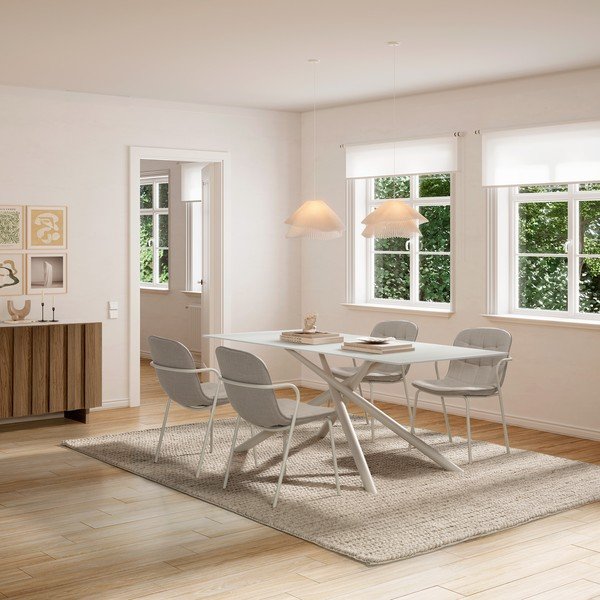 Smėlio spalvos iš audinio valgomojo kėdė su porankiais Angie – Marckeric-image-1