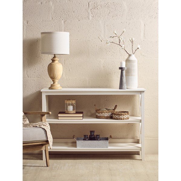 Baltos spalvos iš pušies masyvo pastatoma lentyna 120x81x40 cm Heritage – Premier Housewares-image-3
