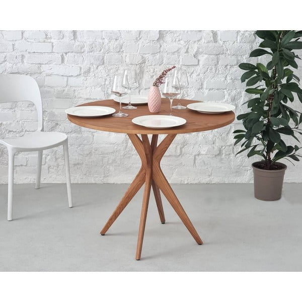 Apvalios formos valgomojo stalas su uosio dekoro stalviršiu ø 90 cm Jubi – Ragaba-image-1