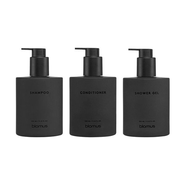 Sieniniai juodos spalvos iš stiklo muilo dozatoriai 3 vnt. 350 ml Kirei – Blomus-image-3