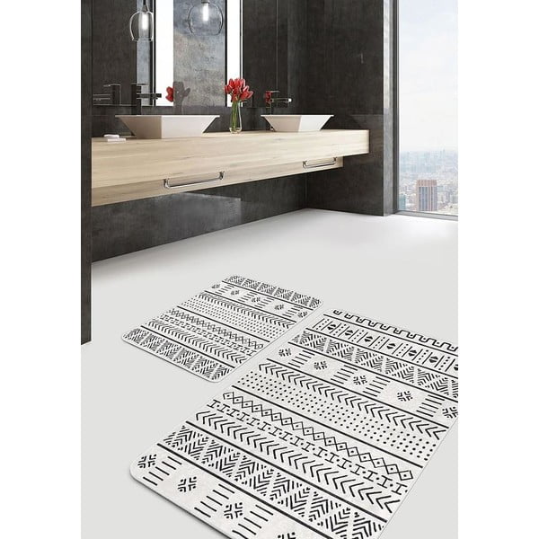 Vonios kilimėliai juodos ir baltos spalvos 2 vnt. 60x100 cm – Mila Home-image-3