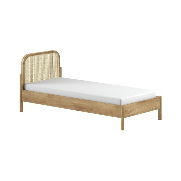 Natūralios spalvos iš ąžuolo masyvo viengulė lova su lovos grotelėmis 90x200 cm Olive Rotan – Vipack