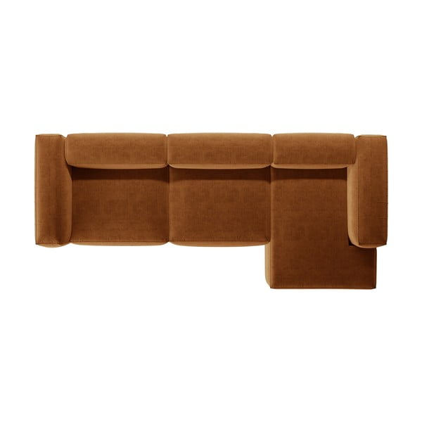 Raudonos plytų spalvos kampinė sofa (su dešiniuoju kampu/su gultu) Bergamo – Cosmopolitan Design-image-3