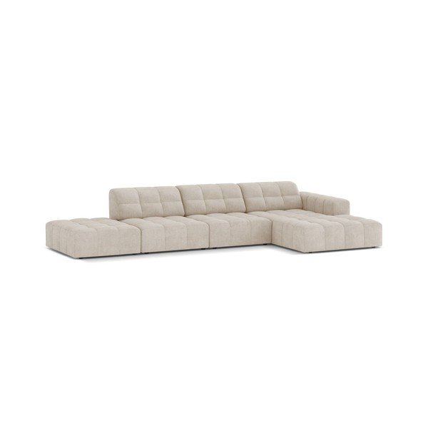 Kreminės spalvos kampinė sofa iš šenilinio audinio (su dešiniuoju kampu/su gultu) Chicago – Cosmopolitan Design-image-1