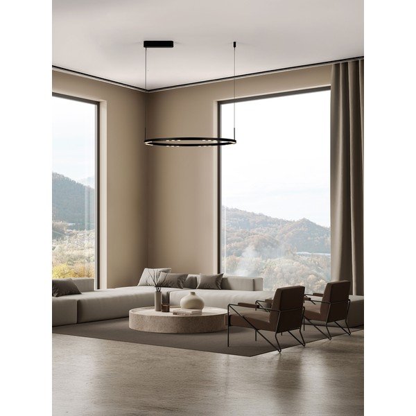 Matinės juodos spalvos iš aliuminio kabantis šviestuvas LED su pritemdymo funkcija ø 80 cm Lunette – Nova Luce-image-1