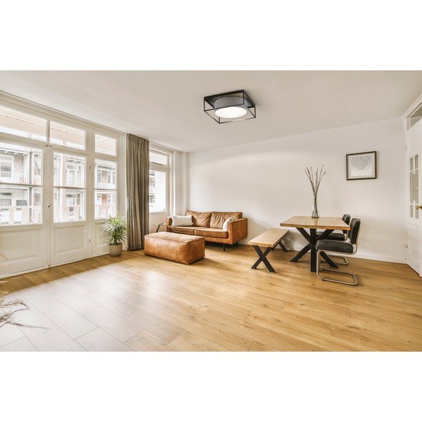 Lubinis šviestuvas juodos spalvos/pilkos spalvos 60x60 cm su tekstiliniu gaubtu Carre – Fischer & Honsel-image-1