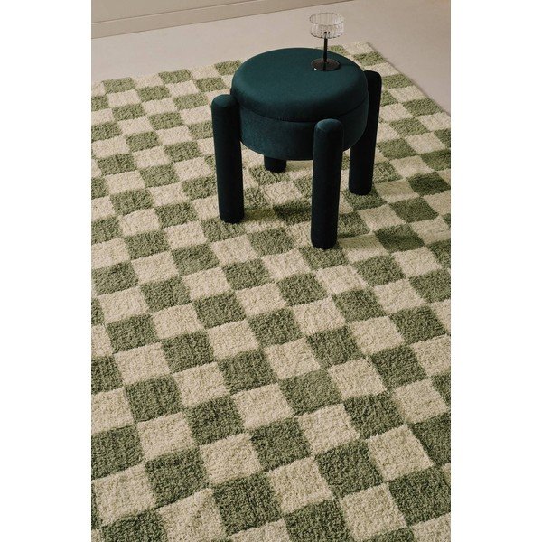 Žalios spalvos/kreminės spalvos iš medvilnės kilimas 170x240 cm Mela – Jotex-image-1