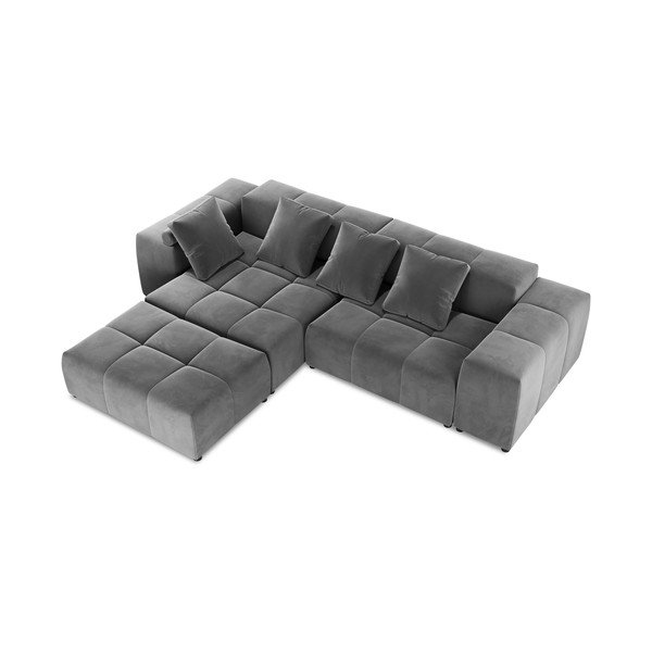 Pilka aksominė kampinė sofa (kintama) Rome Velvet - Cosmopolitan Design-image-3