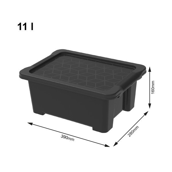 Blizgios juodos spalvos plastikinė laikymo dėžė su dangčiu Evo Easy - Rotho-image-1