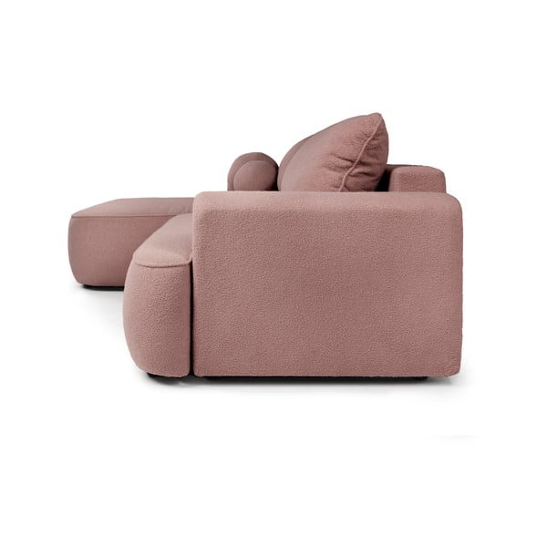Iš boucle sulankstoma kampinė sofa šviesiai rožinės spalvos (su kairiuoju kampu) Quinoa – Bonami Selection-image-3