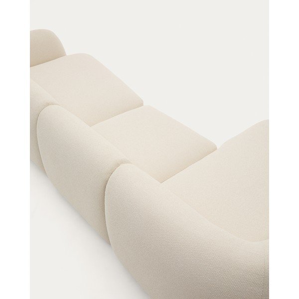 Kreminės spalvos iš šenilinio audinio kampinė sofa (su kairiuoju kampu/su gultu) Martina – Kave Home-image-1