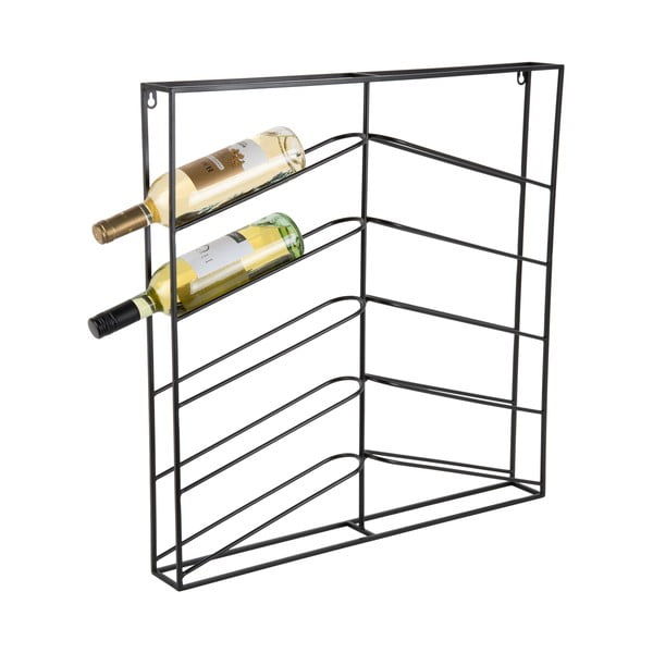 Sieninė juodos spalvos iš metalo vyno lentyna butelių skaičius 10 67x66x7,5 cm Cuadro – PT LIVING-image-2
