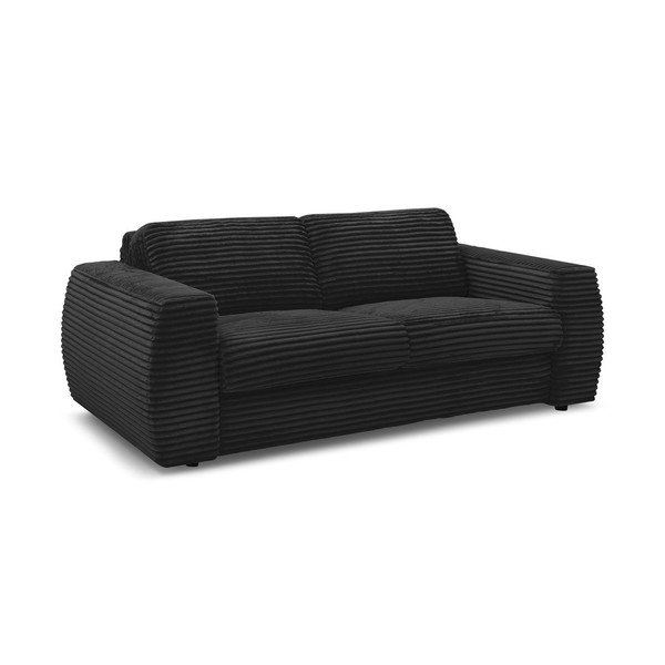 Juodos spalvos sofa miegojimui/sulankstoma iš kordinio velveto 240 cm Hugo – Bobochic Paris-image-2