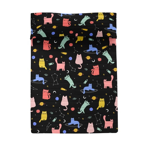 Dygsniuota lovatiesė juodos spalvos 270x260 cm Cosmic cats – Aware-image-2
