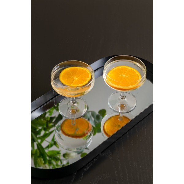 Juodas padėkliukas su veidrodžiu PT LIVING Oval, plotis 18 cm-image-1