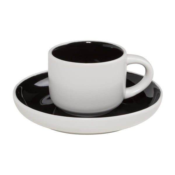 Juodos ir baltos spalvos porcelianinis espreso puodelis su lėkštele Maxwell & Williams Tint, 100 ml