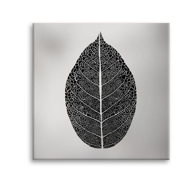 Paveikslas Styler Canvas Silver Uno Black Leaf, 65 x 65 cm