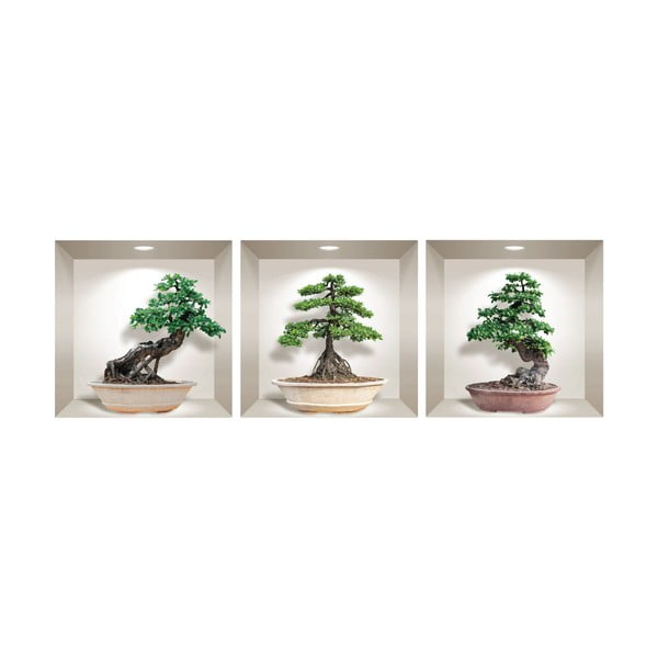3 3D sienų lipdukų rinkinys Ambiance Ginseng Bonsai-image-2