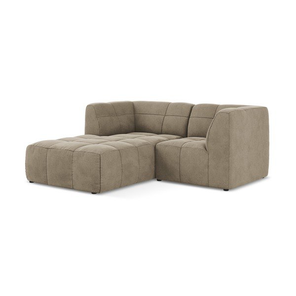 Rudos spalvos kampinė sofa iš velveto (su kairiuoju kampu/su gultu) Aloha – Makamii-image-2