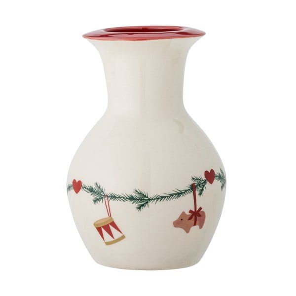 Baltos spalvos iš akmens masės vaza su Kalėdų motyvu (aukštis 16 cm) Yule – Bloomingville