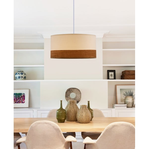 Kabantis šviestuvas baltos spalvos ø 30 cm su tekstiliniu gaubtu/iš faneros Bianco – Candellux Lighting-image-1