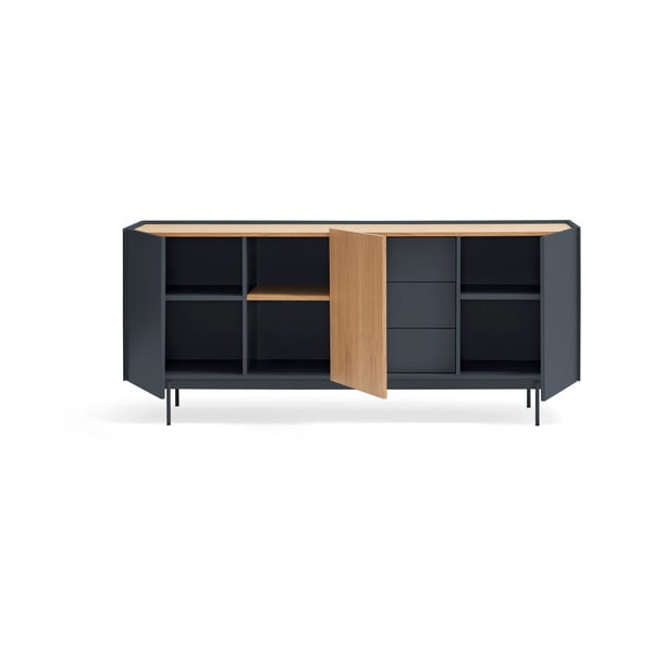 Žema šoninė spintelė antracito spalvos/natūralios spalvos iš ąžuolo 180x78 cm Otto – Teulat-image-3