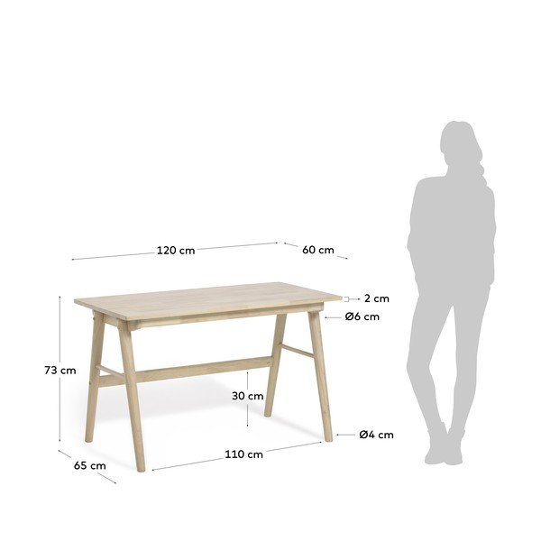 Kaučiukmedžio medienos rašomasis stalas Kave Home Curie-image-4