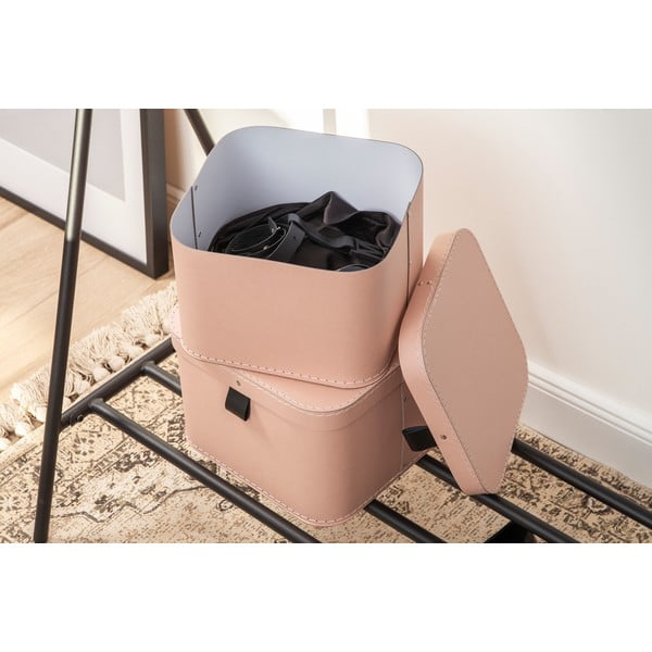 Rožinės spalvos iš kartono daiktadėžės su dangčiu 2 vnt. 28,5x28,5x19,5 cm Ludvig Paper Laminate – Bigso-image-2