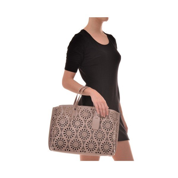 Rožinės ir smėlio spalvos odinė rankinė Mangotti Krepšiai Lulia-image-3