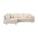 Kampinė sofa kreminės spalvos iš kordinio velveto (su kairiuoju kampu) Ariella – Ropez