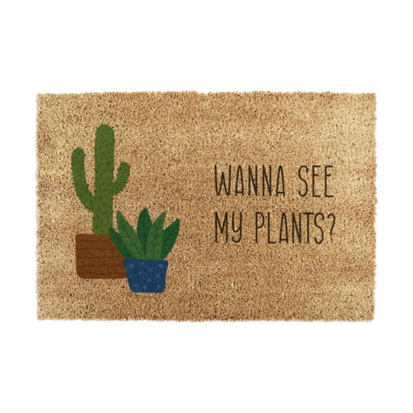 Iš kokoso pluošto grindų kilimėlis 40x60 cm Wanna See My Plants – Artsy Doormats