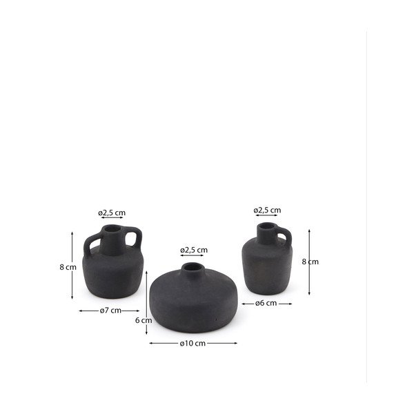 Iš terakotos vazos juodos spalvos 3 vnt. (aukštis 6 cm) Sofra – Kave Home-image-3