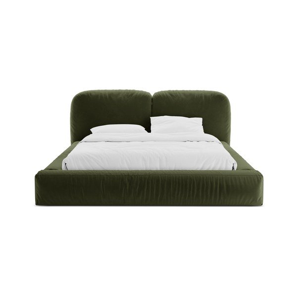 Žalios spalvos dvigulė lova audiniu dengta su sandėliavimo vieta su lovos grotelėmis 200x200 cm Martina – Micadoni -image-4
