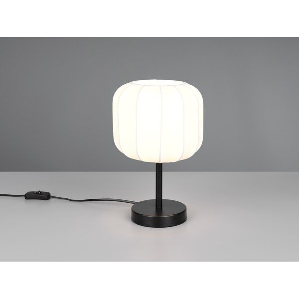 Baltos spalvos/matinės juodos spalvos iš metalo stalinis šviestuvas (aukštis 30 cm) su tekstiliniu gaubtu Madleine – Reality-image-1