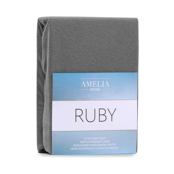 Paklodė iš frote audinio tamsiai pilkos spalvos su guma 220x200 cm Ruby – AmeliaHome-image-2