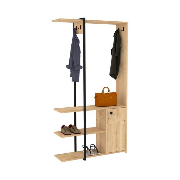 Juodas/natūralus prieškambario komplektas Kumsal - Kalune Design-image-2