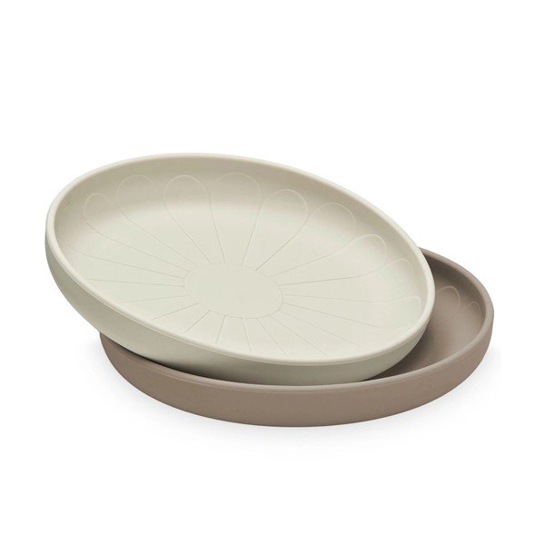 Smėlio spalvos iš silikonas vaikiškos lėkštės 2 vnt. ø 18,5 cm Earth – Cam Cam Copenhagen
