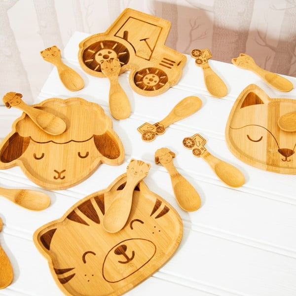 Vaikiška bambukinė lėkštė Sass & Belle Farmyard Friends Tiger-image-1