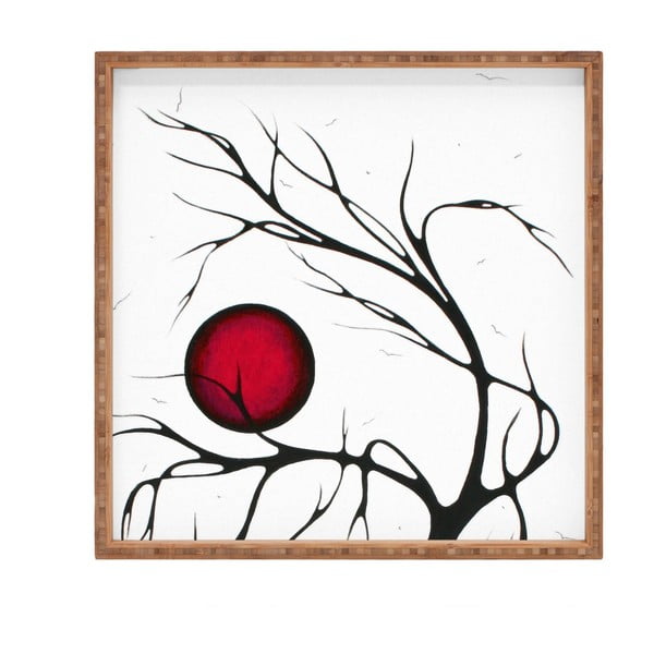 Medinis dekoratyvinis serviravimo padėklas "Red Moon", 40 x 40 cm