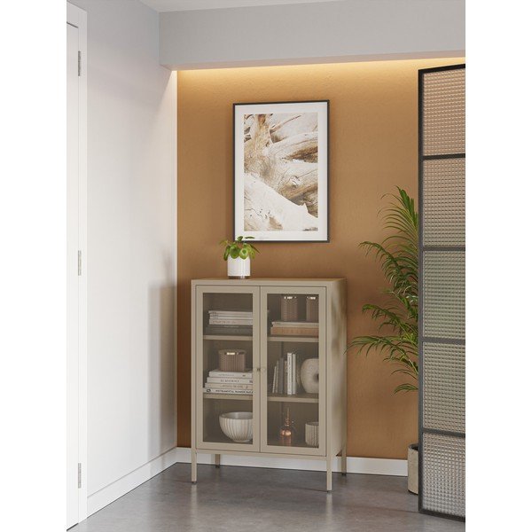 Kreminės spalvos iš metalo spintelė 70x100x40 cm Fayna – Marckeric-image-1