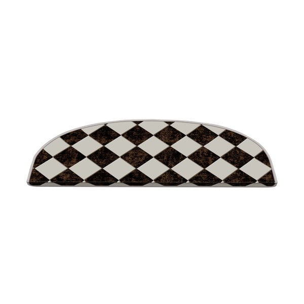 Laiptų kilimėlių rinkiniai juodos ir baltos spalvos 16 vnt. 20x65 cm Chess Board – Vitaus