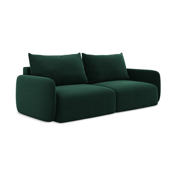 Tamsiai žalios spalvos sulankstoma/su sandėliavimo vieta sofa iš velveto 238 cm Kalena – Makamii-image-2