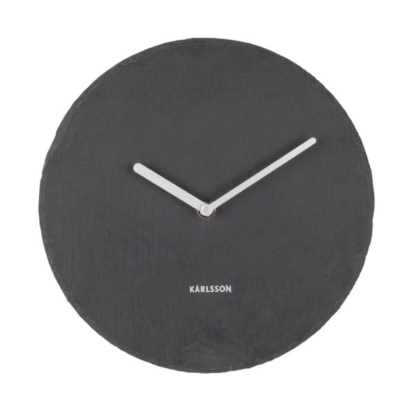 Juodas Karlsono šiferinis sieninis laikrodis, ⌀ 25 cm